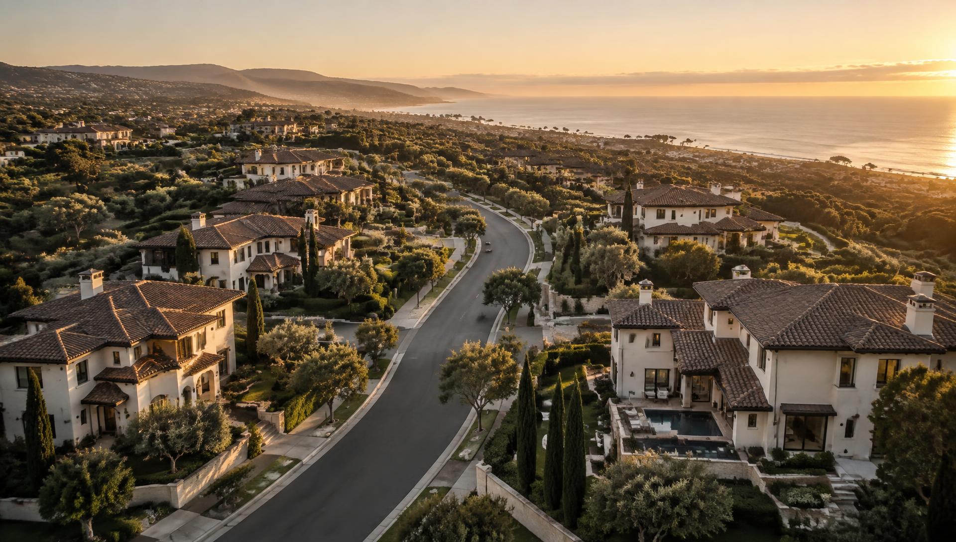 Aerial view of luxury residential real estate development